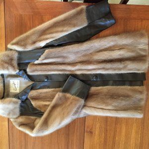 Mink and leather jacket with matching leather pant